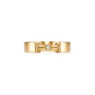 Tiffany & Co. Tiffany T True diamond link ring in 18k gold, 4 mm wide - Size 12 1/2