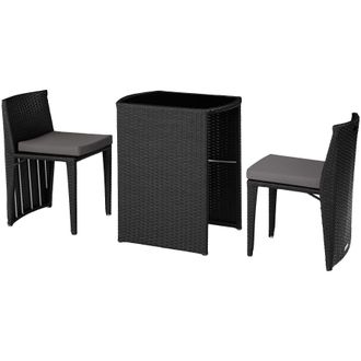 TecTake Garden Table & Chairs Hamburg - 2 chairs, 1 dining table, bistro set in Black | Size: 2 Seater