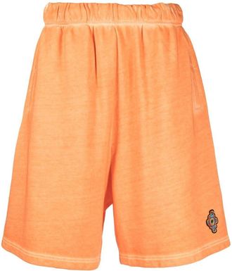 Marcelo Burlon logo patch knee-length shorts - men - Polyester/Cotton - S - Orange