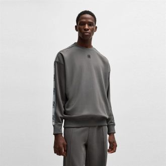 HUGO BOSS Hugo Mens Tape Cotton Sweatshirt in Grey 069 - Size Medium