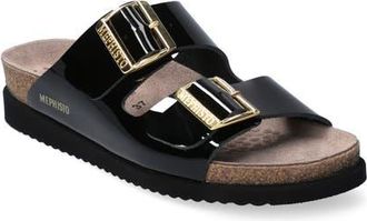 Mephisto Hester Slide Sandal in Black Vernis at Nordstrom, Size 10