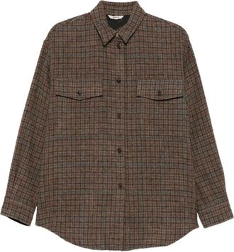 Barena Shirts, female, Brown, XS, Brown Checked Pattern Long Sleeve Shirt