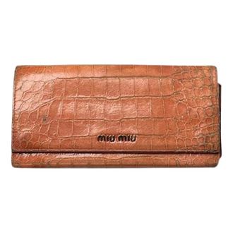 Miu Miu Pre-owned Leren Portemonnee - Dames - Vintage Accessoires - Oranje - ONE Size - Leer - Vintage