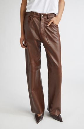 Haikure Bonnie Lambskin Leather Pants in Chocolate at Nordstrom, Size 27