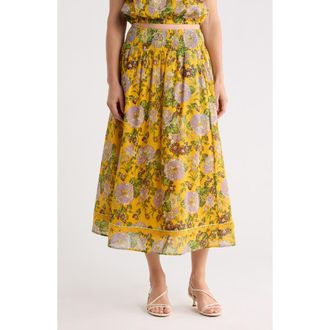Elie Tahari Floral Pull-On Skirt in Golden Floral Print at Nordstrom Rack, Size X-Large