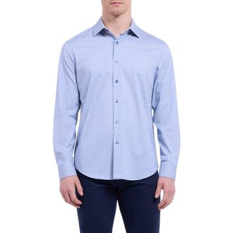 Bugatchi Jimmy OoohCotton Button-Up Shirt in Air Blue at Nordstrom Rack, Size Xxx-Large