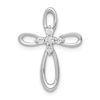 Diamond2Deal 14k White Gold 1/5ct. Diamond Cross Chain Slide Pendant