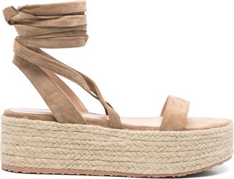 Gianvito Rossi Espadrilles in pelle scamosciata con tacco 60mm - Marrone