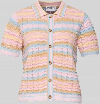 Jake*s Casual Slim Fit Cardigan in Strick-Optik in Apricot, Gr&ouml;&szlig;e XXL