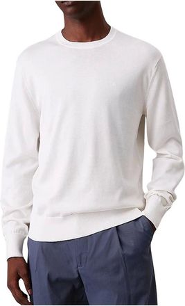Calvin Klein Tops, Heren, Wit, XL, Katoen, Supima Katoen Crewneck Trui