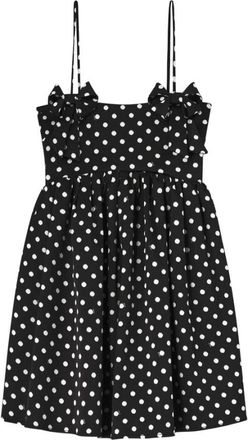 Ganni Kleedjes, Dames, Zwart, S, Polyester, Polka-Dot Satin Mini Jurk