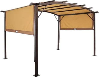 Sunnydaze 9X12ft Metal Arched Pergola With Retractable Canopy