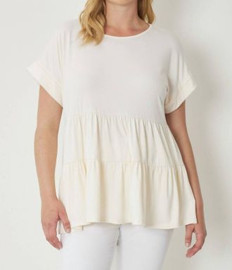 Entro Short Sleeve Tiered Tunic In Cream