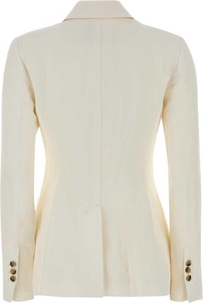 Ami Womens Breasted Blazer White Viscose Linen Blazers