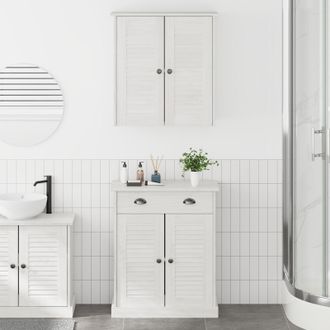 Berkfield Home Bathroom Furniture Set with Drawer with Shelf with Storage with Door 2 pcs Brown Solid wood pine