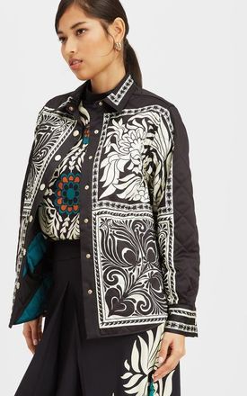 La DoubleJ Iris Shirt Jacket in Mix Tiles Placée Black at Nordstrom, Size X-Small It