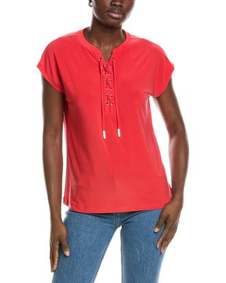 Jones New York Extended Shoulder Lace-Up Top