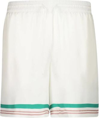 Casablanca Casa Way Silk Shorts - Heren - Korte Broeken - Wit - S - Korte Broeken