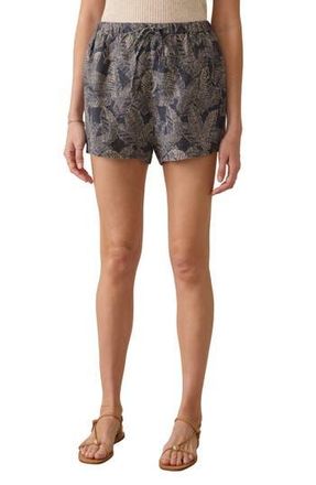 Faherty Palma Tie Waist Linen Shorts in Charcoal Banana Leaf at Nordstrom Rack, Size Xx-Small