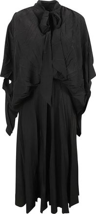 Balenciaga Zwarte Zijden Midi Jurk met Uitsparingen - Dames - Casual kleedjes - Zwart - XS - Kleedjes