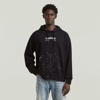 G-Star Text Splatters Relaxed Hoodie Sweater - Zwart - Heren