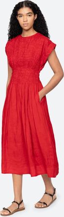 Sea New York Imogen Solida Midi Dress In Red
