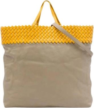 Bottega Veneta Pre-owned Vintage Satchel - Dames - Vintage Handtas - Beige - ONE Size - Leer - Vintage