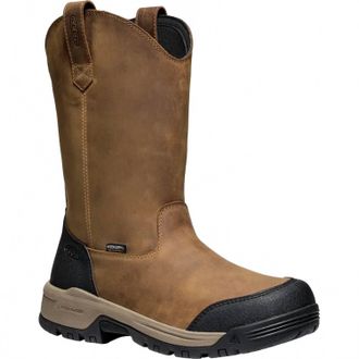 Keen Mens Soft Toe Evanston Waterproof Work Boot In Black/ Brown