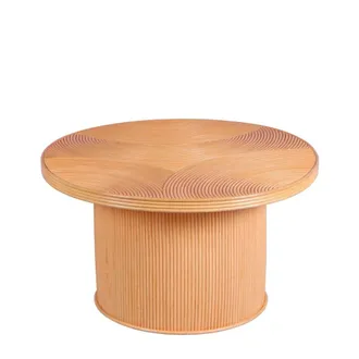 Decoclico Mesa de centro redonda de l&aacute;minas de rat&aacute;n d80 cm