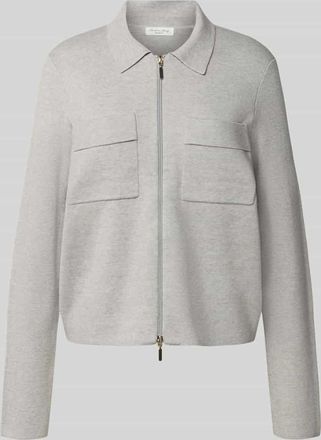 Christian Berg Strickjacke mit Umlegekragen in Mittelgrau Melange, Gr&ouml;&szlig;e L