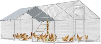 OEM Gallinero Met&aacute;lico De Exterior De 3x6m Con Percha Multiusos Comedero Colgante Tipo Brocheta Y Lona Protectora Resistente
