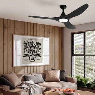 Eglo Eglo Portsea Matte Black Modern 3 Blade Plastic LED Ceiling Fan With Light