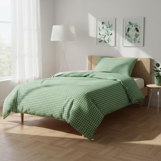 KASANOVA Parure copripiumino singolo quadretti verde Young