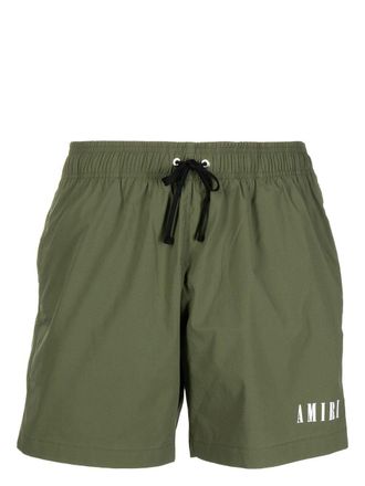 Amiri logo-print swim shorts - men - Elastane/Polyester - S - Green