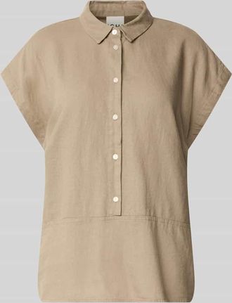 Ichi Regular Fit Bluse aus Leinen-Viskose-Mix Modell LINNO in Taupe, Gr&ouml;&szlig;e 34