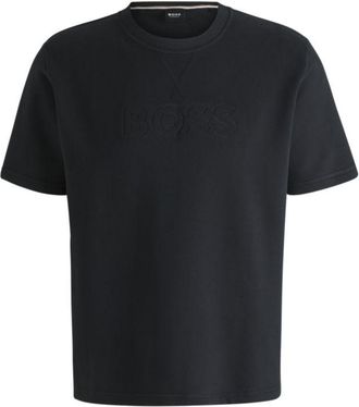 BOSS Cotton-terry T-shirt with embroidered logo