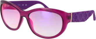 Guess Paarse Ovale Zonnebril met Spiegelglazen - Dames - Zonnebrillen - Paars - ONE Size - Accessoires