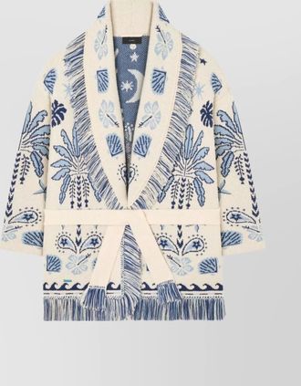 Alanui long patterned cardigan belted waist