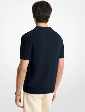 Michael Kors Boucle Cotton Blend Short-Sleeve Polo Sweater