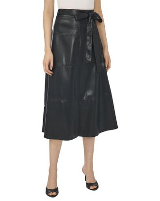 CeCe by Cynthia Steffe Faux Leather Tie Waist Midi Skirt