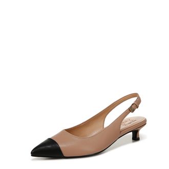 Naturalizer Womens Gazing Cap Toe Slingback Kitten Heel, Taupe/Black, 4.5 UK