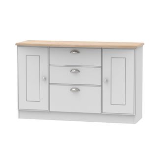 Welcome Furniture Westminster Ready Assembled 2 Door 3 Drawer Sideboard in Grey Matt & Riviera Oak - Welcome Furniture | TJ Hughes