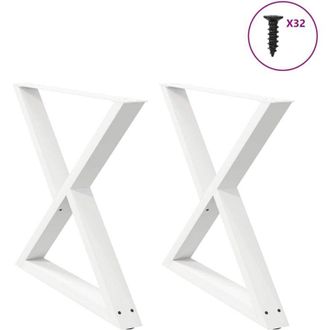 vidaXL Patas Para Mesa De Comedor (2 Unidades), Color Blanco, 90 X 72-73,3 Cm, Acero Vidaxl