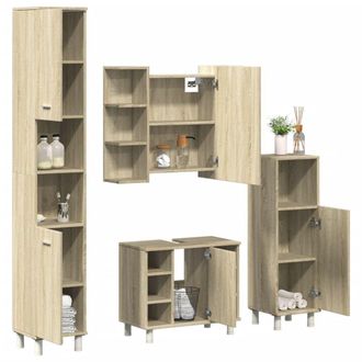 Berkfield Home 4 Piece Bathroom Furniture set Sonoma Oak Engineered Wood in Brown