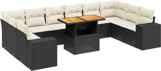 vidaXL Set De Sof&aacute;s De Jard&iacute;n 11 Pzas Y Cojines Rat&aacute;n Sint&eacute;tico Negro Vidaxl