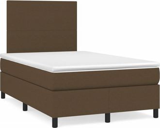 vidaXL Cama Box Spring Con Colch&oacute;n Y Led Tela Marr&oacute;n Oscuro 120x190 Cm Vidaxl