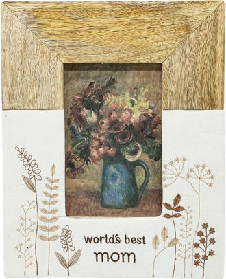 Foreside Home And Garden 6H x 4W Best Mom Floral Brown Photo Frame in White at Nordstrom