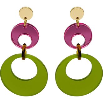 Toolally Swinging Circle Drop Earrings in Lime Zest Green & Pink Mirror at Nordstrom