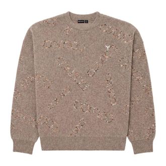 Carlo Colucci Chenille Logo Jacquard Trui - Heren - Truien - Grijs - Maat: M Poliester