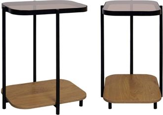 Sweeek Sweeek - Set of 2 vintage black metal side tables, Smooky, Natural, 48.8x37x60 cm